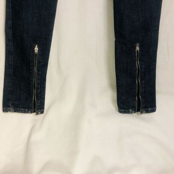 WOMENS JAMES JEANS DARK WASH BACK ZIP SKINNY STRAIGHT SAMPLE JEANS SIZE 25 MADE - Picture 6 of 10